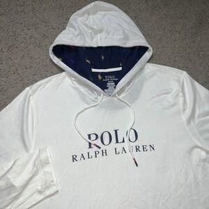 Polo Ralph Lauren Hoodie Mens Medium White Lightweight Hoodie Pony Hood Lined